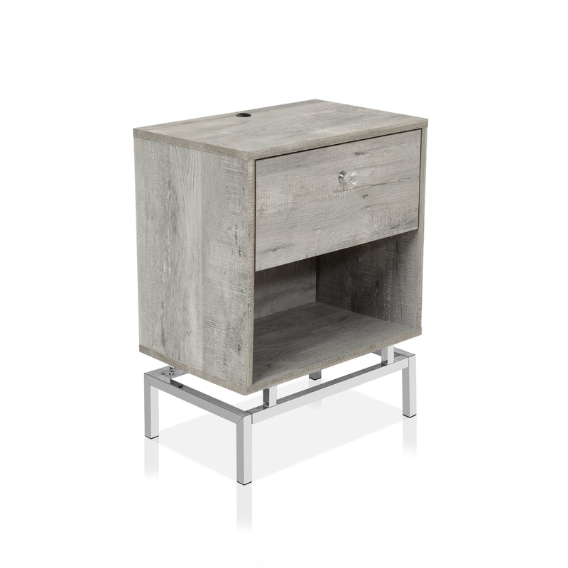 Lyn End Table with USB Port in Light Gray