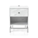 Lyn End Table with USB Port in White Marble