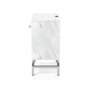 Lyn End Table with USB Port in White Marble