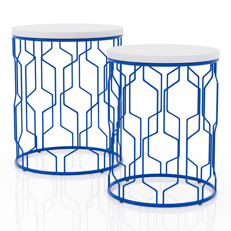 Vereira 2-Piece Nesting Tables in Blue Coating