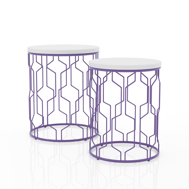 Vereira 2-Piece Nesting Tables in Purple Coating