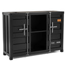 Lionna Sliding Door Console Table in Gun Metal