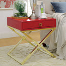 Aroxya Contemporary 1-Drawer End Table in Red