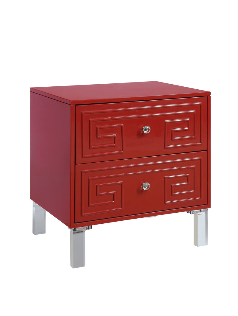 Cowan Contemporary 2-Drawer End Table in Red