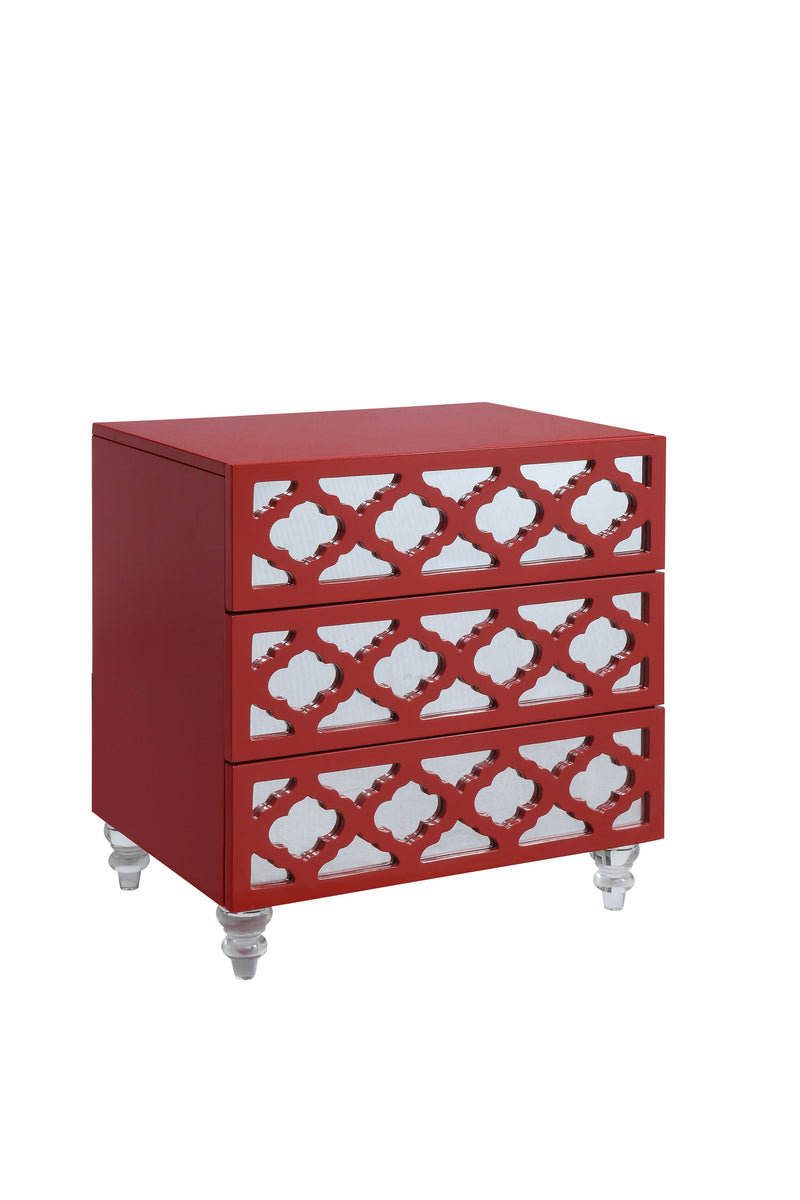 Stephanie Contemporary 3-Drawer End Table in Red