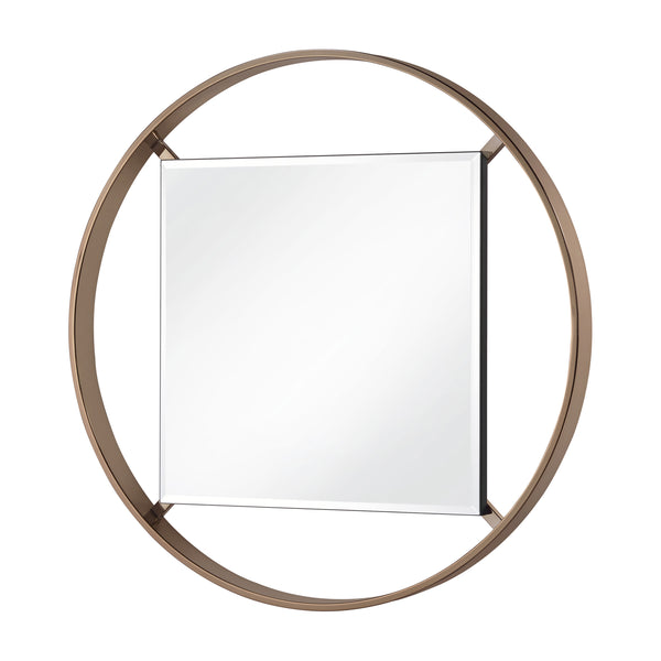 Kooper Contemporary Round Beveled Mirror in Champagne