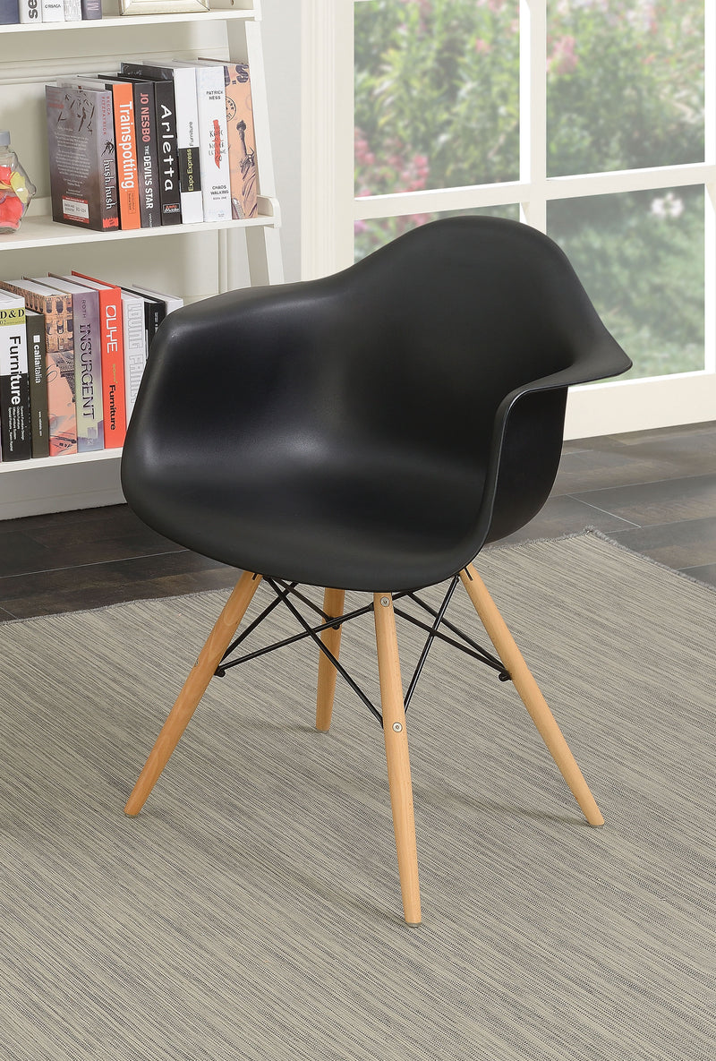 Kylie Mid-Century Modern Splayed Leg Accent Chairs in Black (Set of 2)