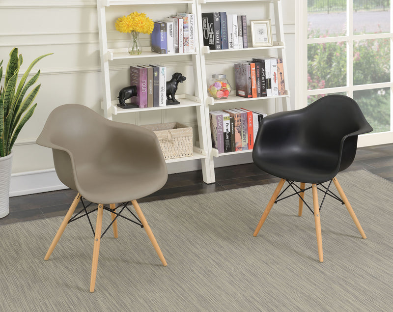 Kylie Mid-Century Modern Splayed Leg Accent Chairs in Light Brown (Set of 2)