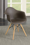 Kylie Mid-Century Modern Curved Accent Chairs in Brown (Set of 2)
