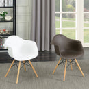 Kylie Mid-Century Modern Curved Accent Chairs in Brown (Set of 2)