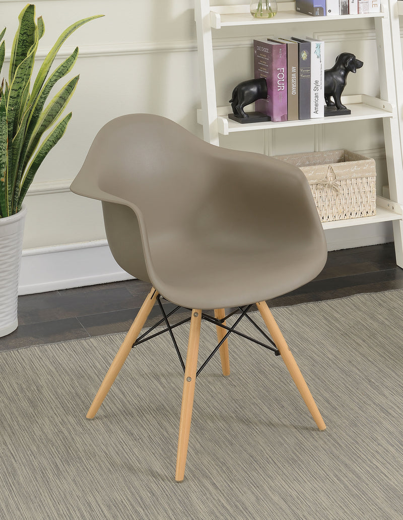Kylie Mid-Century Modern Splayed Leg Accent Chairs in Light Brown (Set of 2)