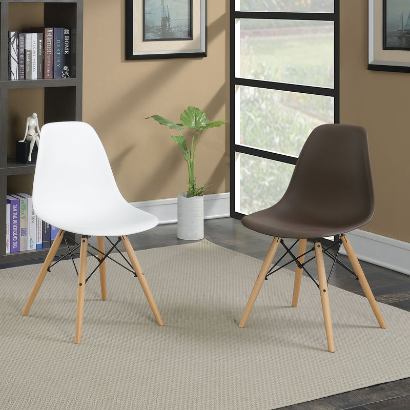 Gerald Mid-Century Modern Curved Accent Chairs in Brown (Set of 2)