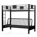 Clifton Contemporary Twin Bunk Bed with Futon Base in Silver and Gun Metal