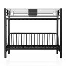 Clifton Contemporary Twin Bunk Bed with Futon Base in Silver and Gun Metal