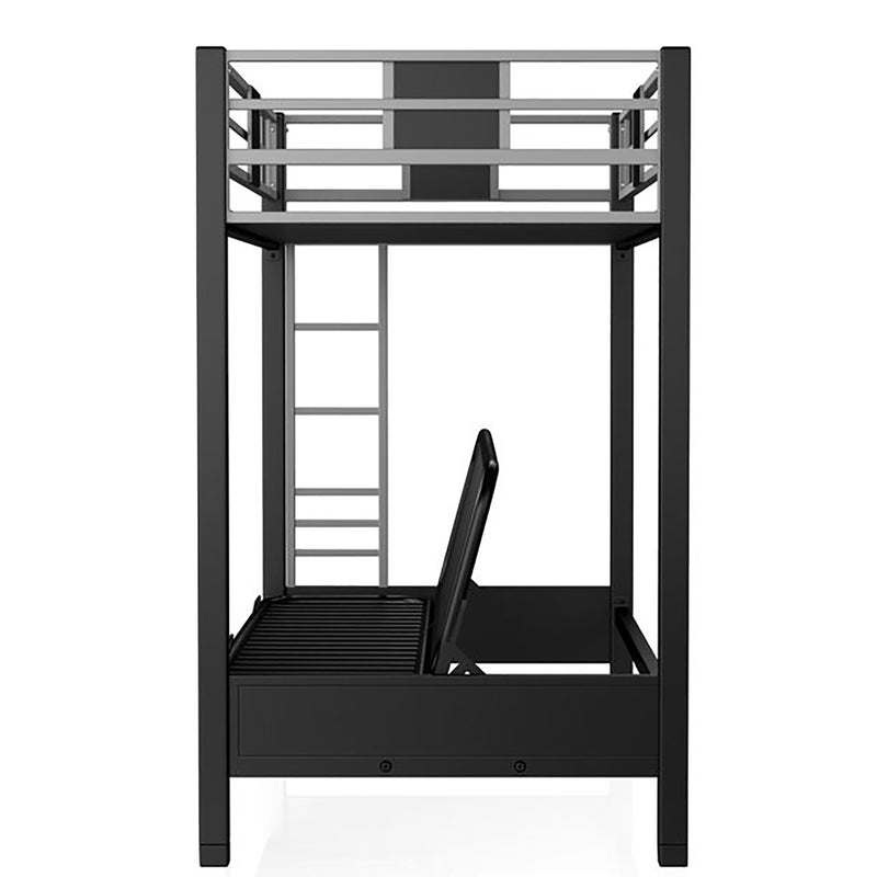 Clifton Contemporary Twin Bunk Bed with Futon Base in Silver and Gun Metal