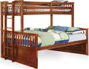 Andris Cottage Solid Wood Twin XL over Queen Bunk Bed in Oak