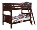 Beyer Cottage Solid Wood Twin over Full Bunk Bed in Dark Walnut