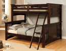 Beyer Cottage Solid Wood Twin over Full Bunk Bed in Dark Walnut