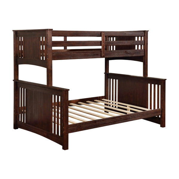 Beyer Cottage Solid Wood Twin over Full Bunk Bed in Dark Walnut