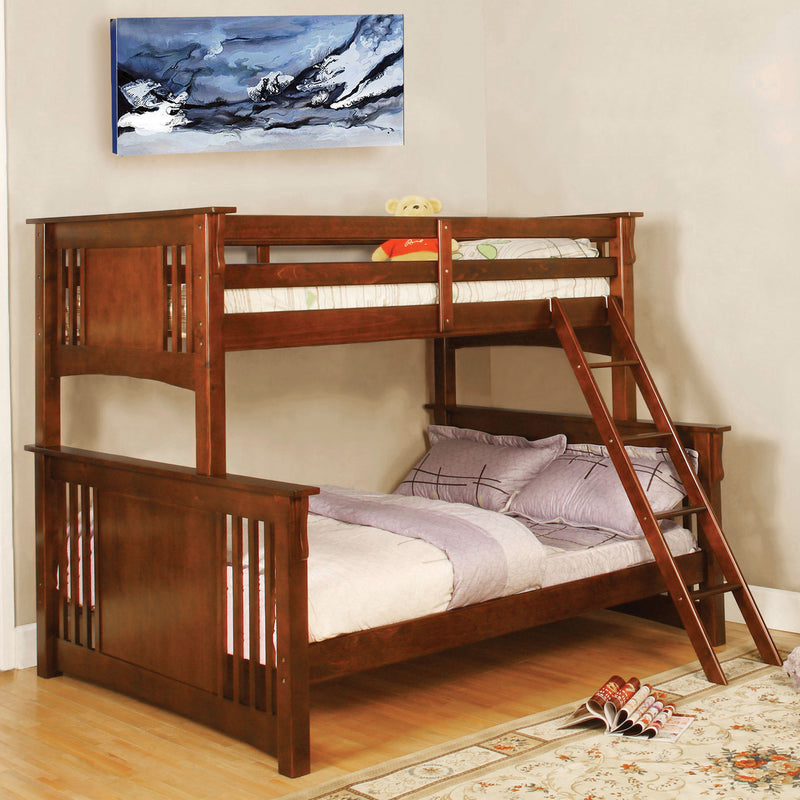 Beyer Cottage Solid Wood Twin over Full Bunk Bed in Oak
