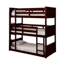 Stephen Transitional Solid Wood Twin Triple Bunk Bed in Dark Walnut