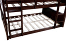 Stephen Transitional Solid Wood Twin Triple Bunk Bed in Dark Walnut