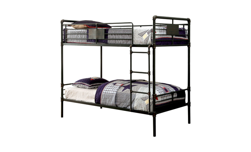 Dillon Industrial Metal Bunk Bed in Twin over Twin