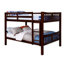 Khanjari Transitional Solid Wood Twin over Twin Bunk Bed in Dark Walnut