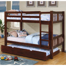 Khanjari Transitional Solid Wood Twin over Twin Bunk Bed in Dark Walnut
