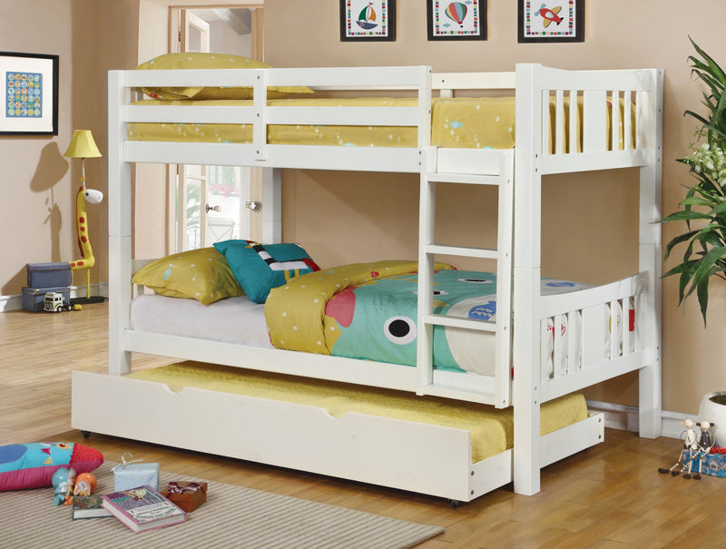 Furniture of America│Khanjari Transitional Solid Wood Twin over Twin Bunk Bed in White