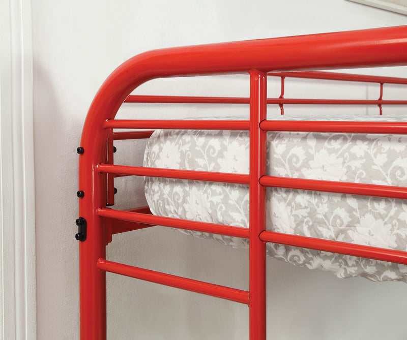Teledona Transitional Metal Twin over Twin Bunk Bed in Red