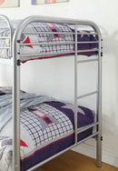 Teledona Transitional Metal Twin over Twin Bunk Bed in Silver