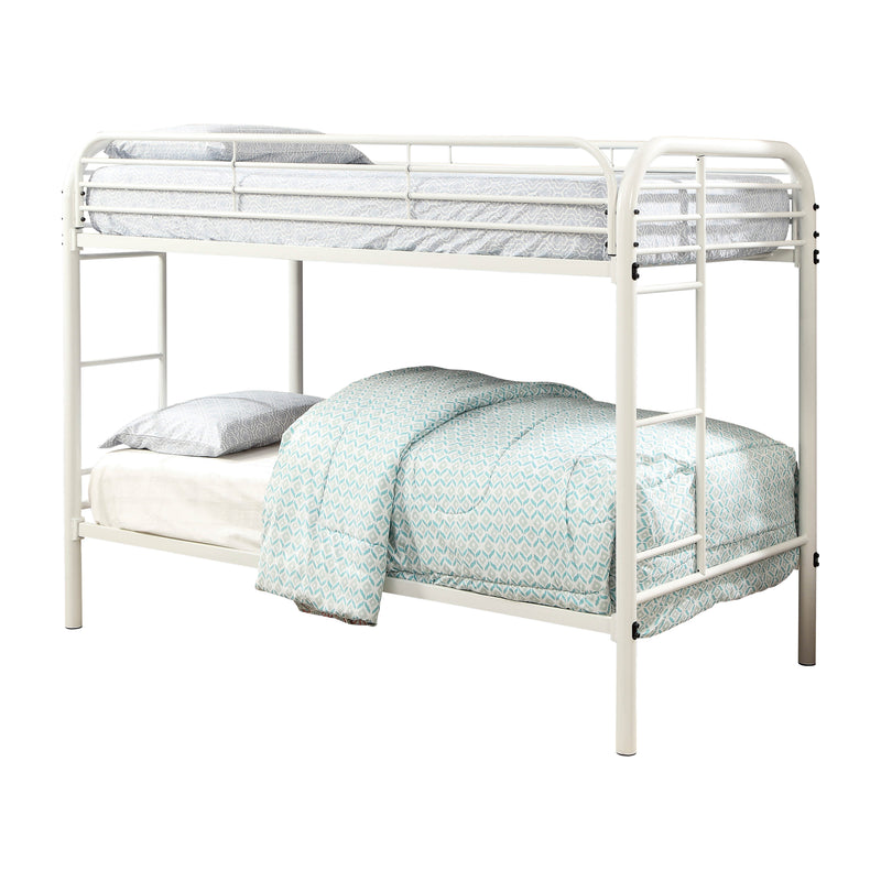 Teledona Transitional Metal Twin over Twin Bunk Bed in White