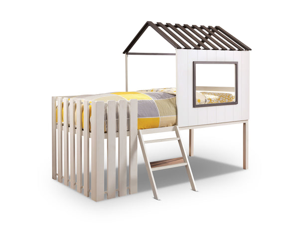 Gardengem House Design Twin Loft Bed in White and Gray