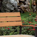 Rhea Transitional Slatted Patio Bench in Oak