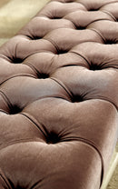 Caen Contemporary Button Tufted Bench in Brown