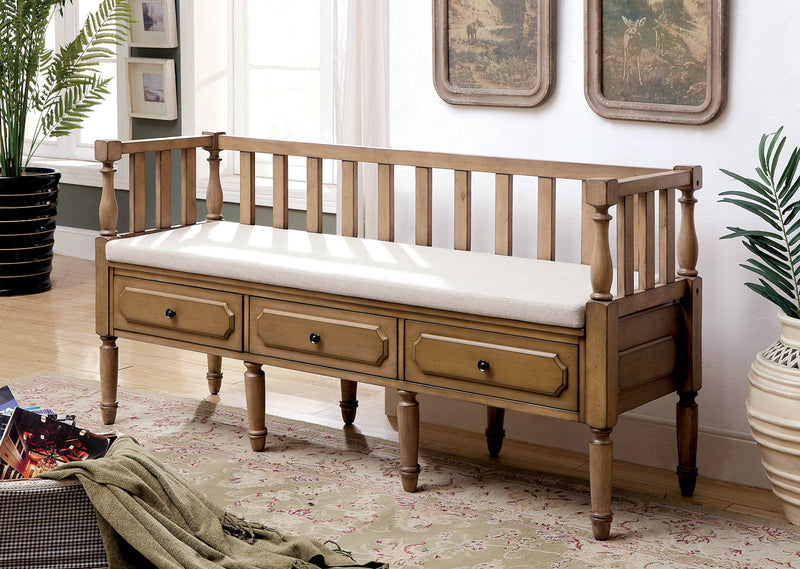 Claudette Transitional Storage Bench in Weathered Natural Tone