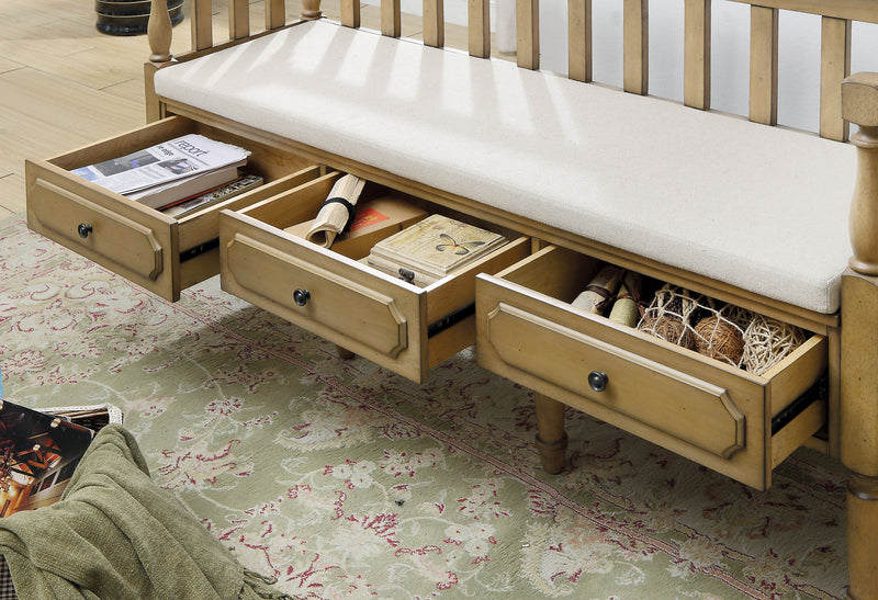 Claudette Transitional Storage Bench in Weathered Natural Tone