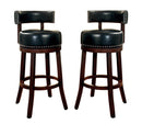 Roos Contemporary Swivel 29-Inch Bar Stools in Black and Dark Oak (Set of 2)