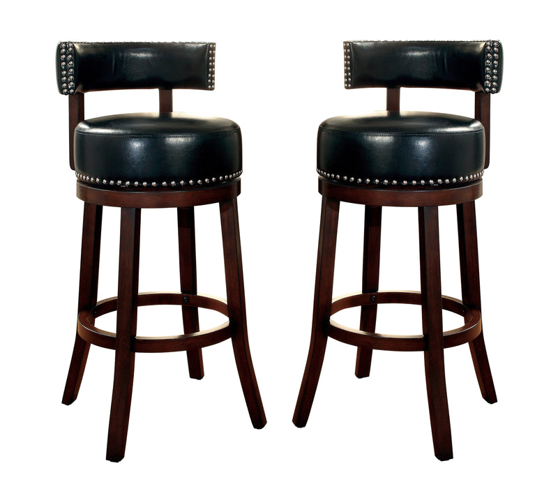 Roos Contemporary Swivel 29-Inch Bar Stools in Black and Dark Oak (Set of 2)