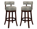 Roos Contemporary Swivel 24-Inch Bar Stools in Gray and Dark Oak (Set of 2)