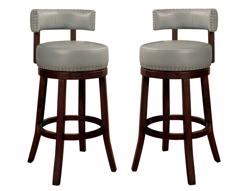 Roos Contemporary Swivel 24-Inch Bar Stools in Gray and Dark Oak (Set of 2)