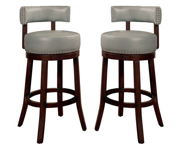 Roos Contemporary Swivel 29-Inch Bar Stools in Gray and Dark Oak (Set of 2)
