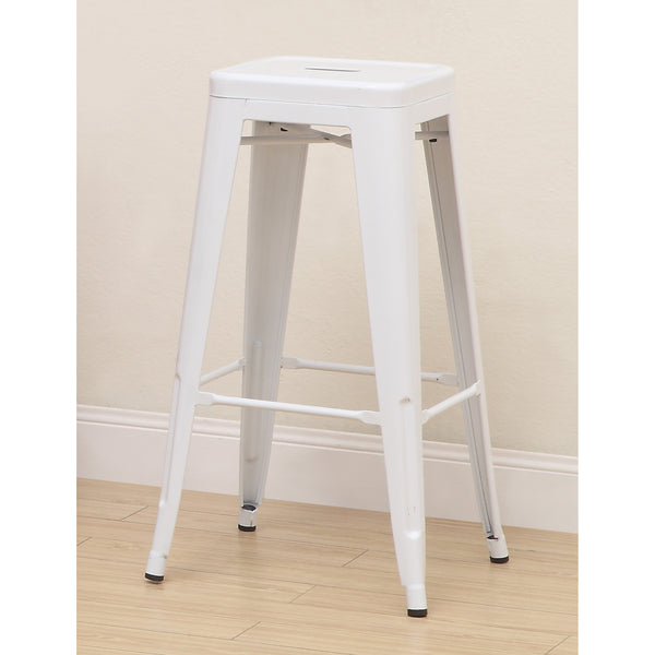 Clarke Contemporary Bar Stools in White (Set of 2)