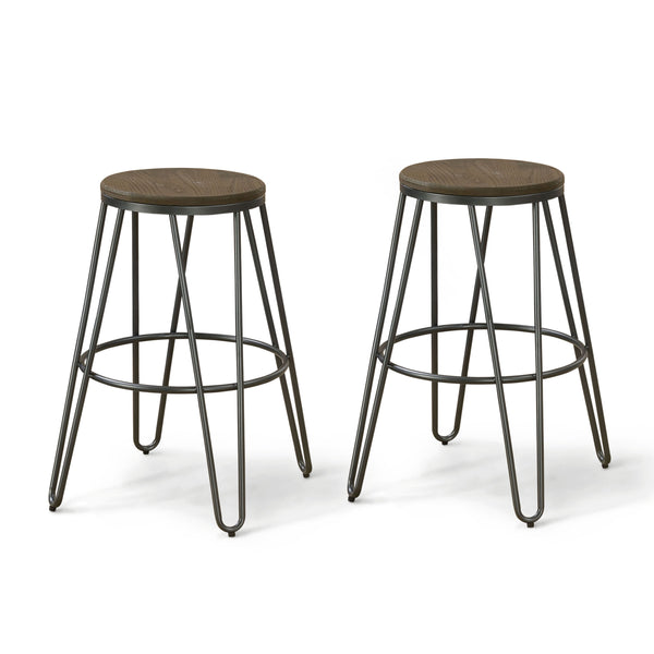 Talton Industrial Metal Frame Dining Chairs in Gunmetal (Set of 2)