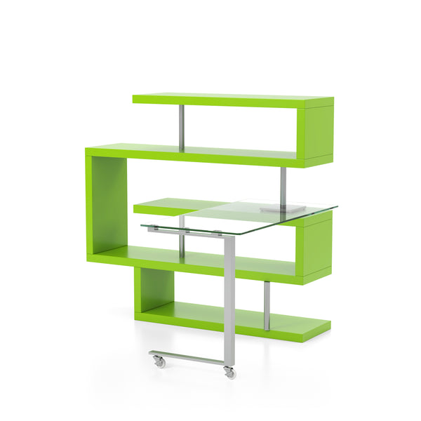Creema L-Shape Bookcase Desk in Green