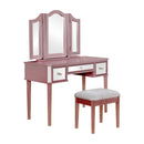 Alma Contemporary Solid Wood Vanity Set in Rose Gold