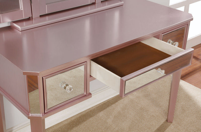 Alma Contemporary Solid Wood Vanity Set in Rose Gold