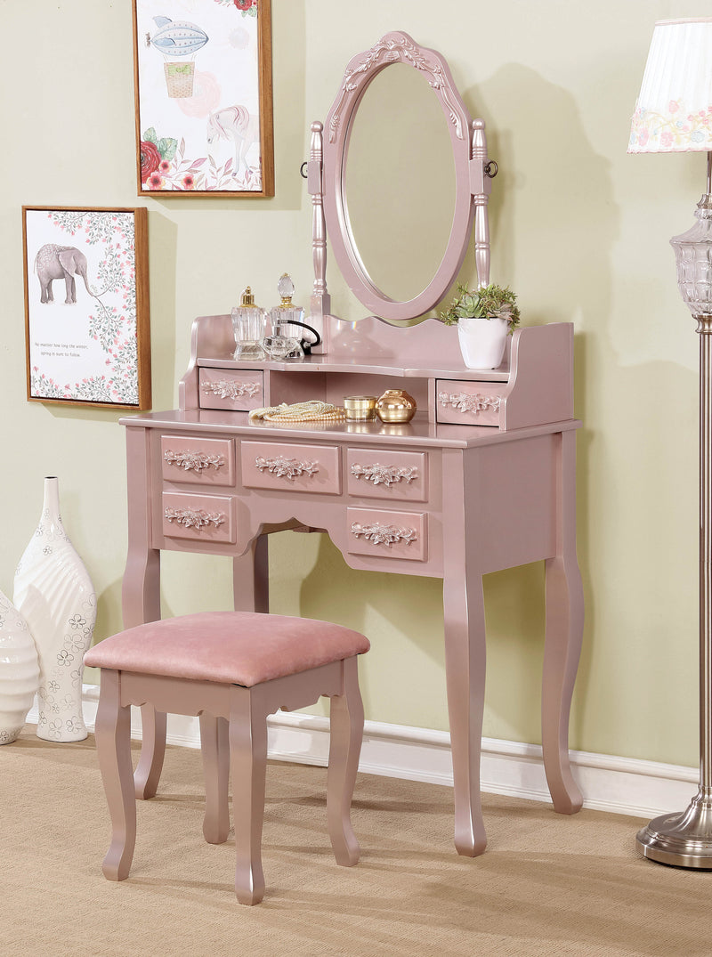 Cambriah Traditional Wood Vanity Set in Rose Gold