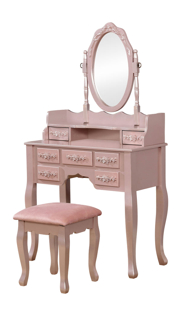 Cambriah Traditional Wood Vanity Set in Rose Gold